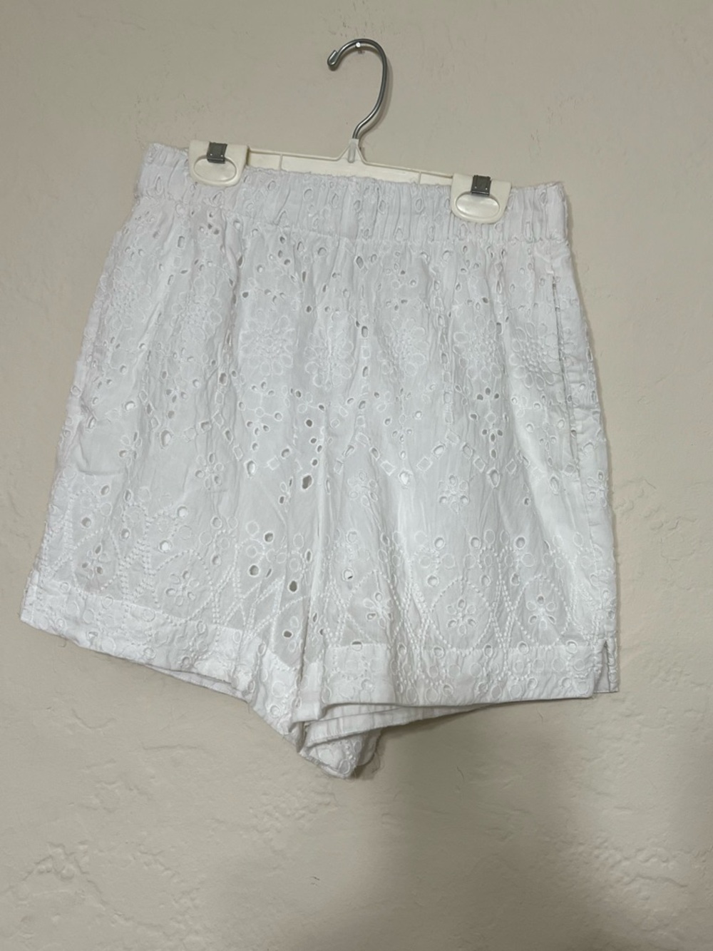 Abercrombie & Fitch White Eyelet High-Rise Shorts